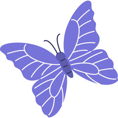 A Light Purple Butterfly With Outlined Wings And Body Isolated On A White Background With A Transparent Background