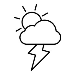 lightning in sunny day line icon with editable stroke