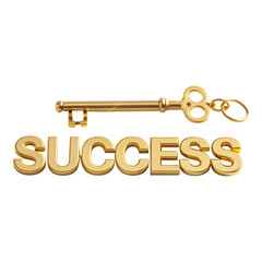 Golden Key and Word Success Embody Achievement, Opportunity, and Realizing Objectives Design