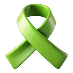 Glossy Green Ribbon Symbol Hope Awareness Advocacy Charity Support Health Donation Solidarity Campaign