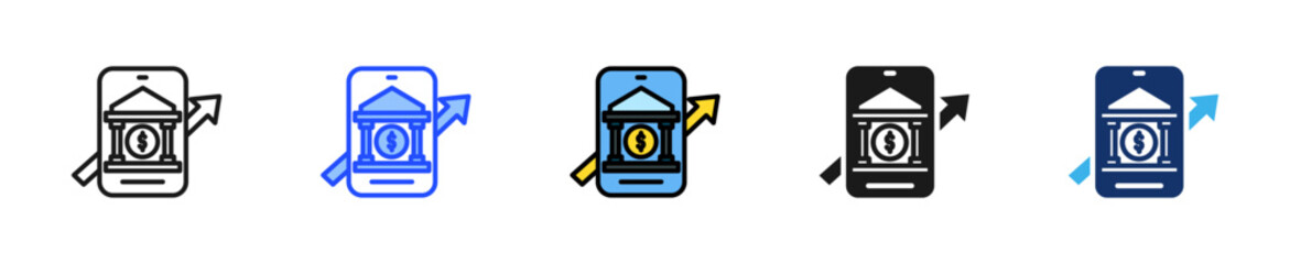 Mobile Banking Transaction Icon Collection With Multiple Styles