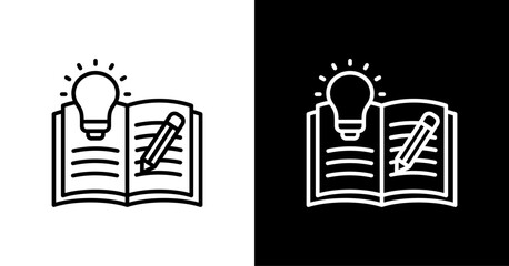 Learning Bulb  White Icon Set Design