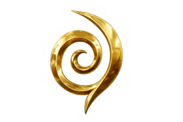 Gold spiral ornament symbol on transparent background representing growth, elegance, and luxury