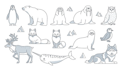 vector set of funny animals including black cat, dog, and horse silhouettes