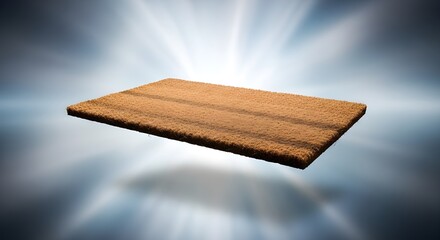 Brown coir doormat isolated on white background with a burst of light