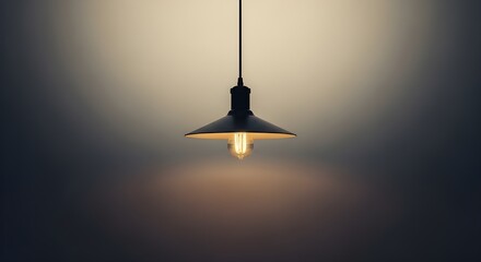 Vintage pendant light isolated on white background, casting a warm glow
