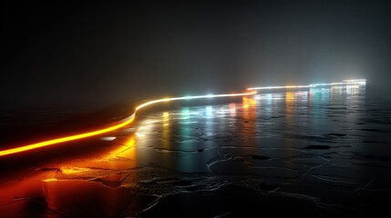 Abstract illustration of a glowing line, creating a futuristic and technological visual