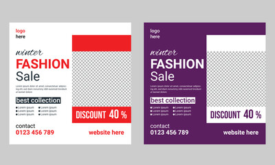 Winter fashion sale social media post template design