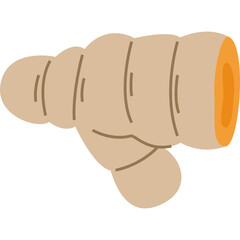 A stylized illustration of a single finger pointing forward with a light brown skin tone and a rounded tip against a transparent background ideal for graphic design elements