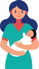 Happy mother holding and breastfeeding her newborn baby in a loving embrace