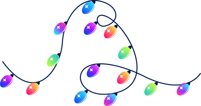 Hanging Light Bulb Decoration glowing colorful hanging lights in seamless pattern on white background lights string set for holiday decoration. Colorful festive glowing PNG