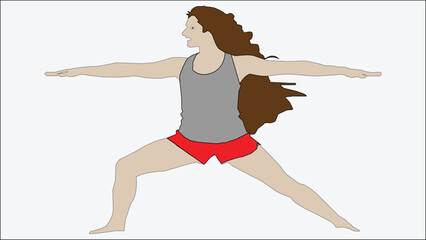Woman in warrior two pose, a powerful yoga asana for strength and balance