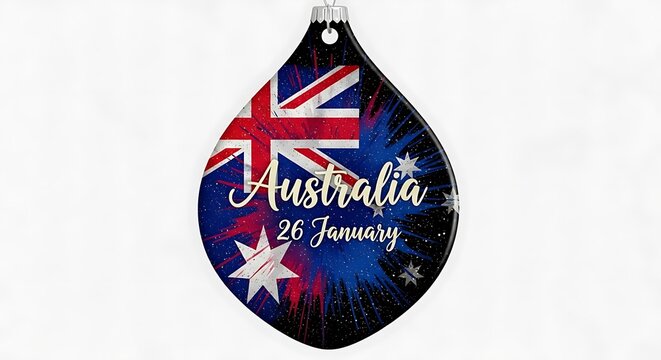 Christmas ornament featuring the australian flag and australia 26 january text, symbolizing national pride