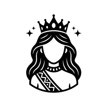 Beauty pageant queen with crown and sash vector illustration for graphic design and icon template use icon