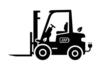Fototapeta premium Electric forklift truck vehicle equipment industrial machine battery power eco friendly transport industry tool icon