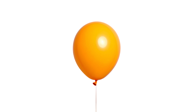 A vibrant orange balloon floats against a stark black background, showcasing its round form - Powered by Adobe