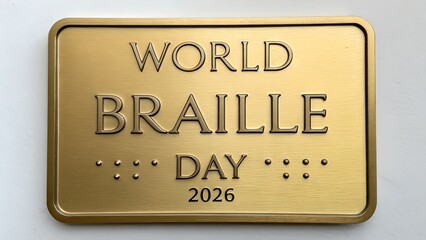Golden plaque commemorating world braille day january 4 2026