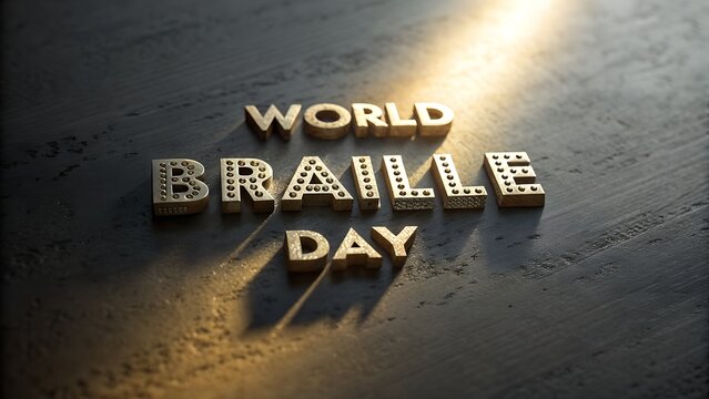 World braille day text with dramatic lighting