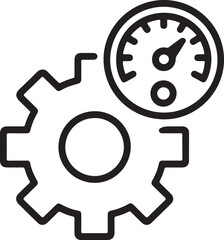 Gear and speedometer icon for performance and efficiency