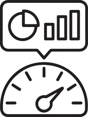 Performance meter with data analysis icons