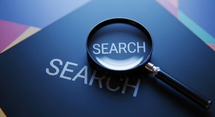Magnifying glass on "SEARCH" text