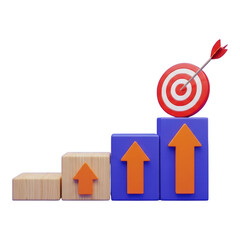 Target achievement concept with arrow hitting the center of the target isolated on transparent background