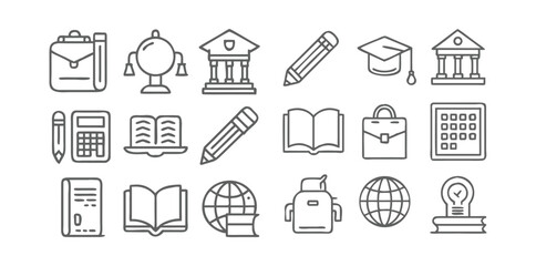 Education Icons Pack | School, Learning, and Study Vector Set | Minimal Line and Solid Education Symbols