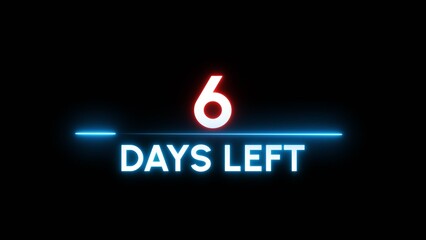 6 Days left Countdown number illustration. 