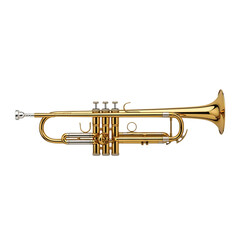 Obraz premium Trumpet, Shiny Golden with Silver Valves and Engraved Markings, cutout, PNG isolated on white or transparent background