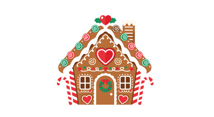 A beautifully decorated gingerbread house, featuring candy, icing, and charming holiday elements, perfect for celebrating the festive season.