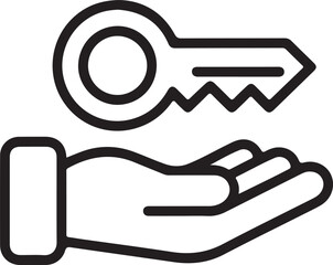Hand offering a key symbolizing access security and opportunity