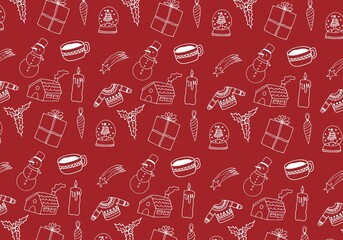 seamless pattern with christmas elements red