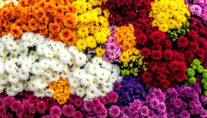 Vibrant Assortment of Colorful Chrysanthemum Flowers