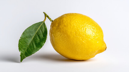 Isolated fresh lemon with leaf on white background for lemon juice and lemonade recipes and lemon desserts