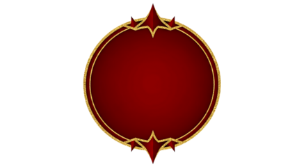 Red oval frame with gold glitter accents isolated on a transparent background image