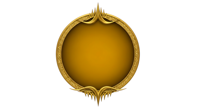 Ornate Golden Oval Frame with Glittery Border isolated on a transparent background