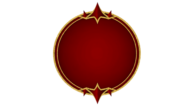 Red oval frame with gold glitter accents isolated on a transparent background image