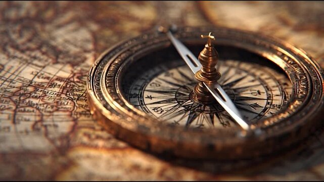 A close-up shot of a golden compass