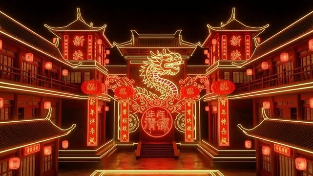 Spectacular Illuminated Dragon for Chinese New Year Celebration.