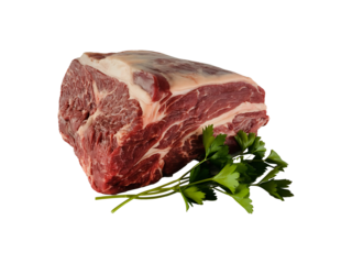 Raw prime beef roast with fresh herbs ready for cooking