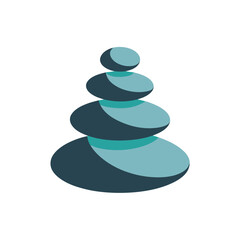 Stacked Teal and Dark Blue Stones with Subtle Shadows on White stacked stones zen stones