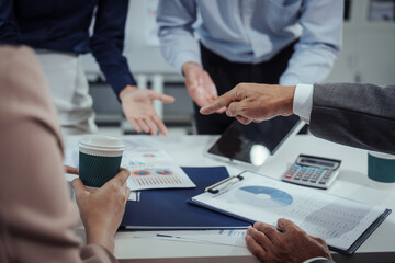 Group Asian professionals in business casual attire engaged in modern education,combining edutainment with skill upskilling,blockchain innovation,decentralized finance learning in office environment.