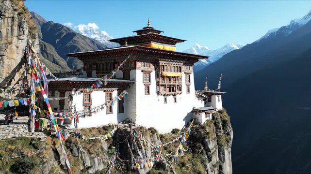 Majestic Tigers Nest Monastery Perched on a Cliff in Bhutan.