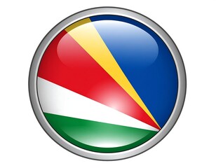 Fototapeta premium Glossy, circular emblem showing a flag with vibrant colors