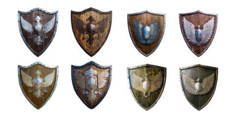 Vintage Shield Emblems Set for Creative Projects,PNG set collection, isolated on transparent background