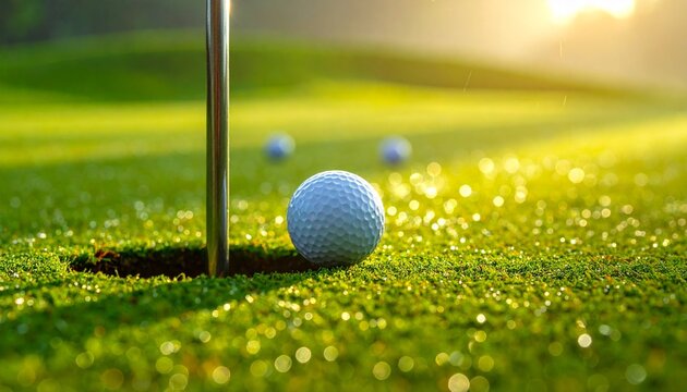 Golf Ball Near Hole on Putting Green