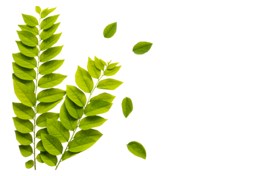 colorful green leaf arrangement flat lay postcard style 