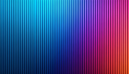Vibrant gradient background with vertical lines transitioning from blue to purple, red, and orange hues