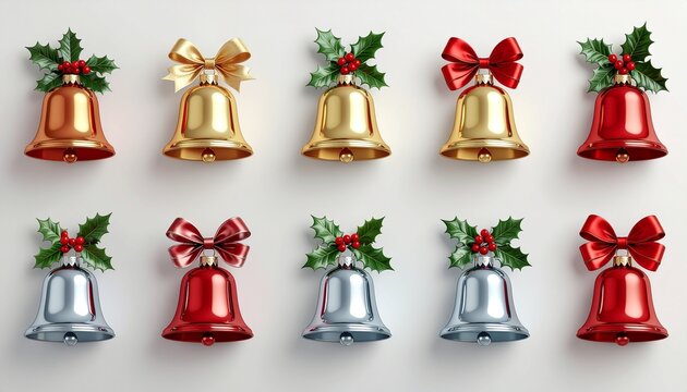 Christmas Bell Collage – Metallic Holiday Ornaments Background