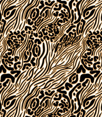 Leopard, zebra and pattern design. Hand drawn leopard zebra pattern design. For textile and print.